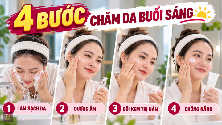 4 BƯỚC CHĂM DA BUỔI SÁNG 4 BƯỚC CHĂM DA BUỔI SÁNG