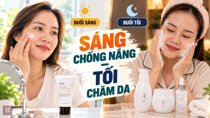 Chăm da sáng chống nắng, tối làm sạch Chăm da sáng chống nắng, tối làm sạch